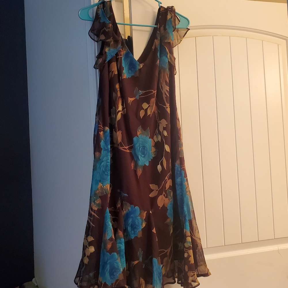 Blue and Brown multicolor Aline Dress size 9/10